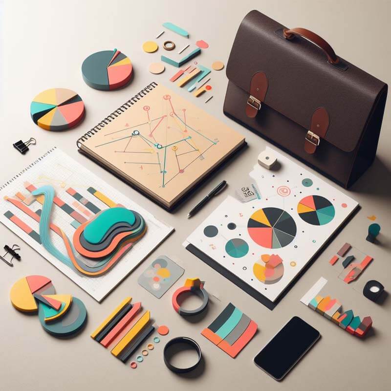 Briefcase and Colorful Papers