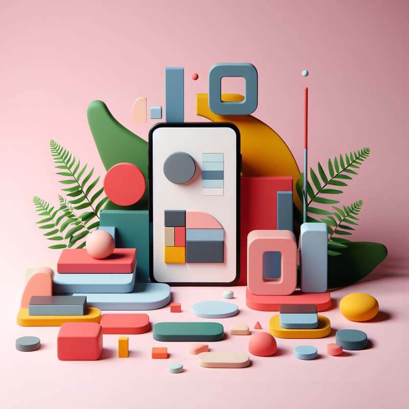 Colorful Mobile Phone with Abstract Shapes