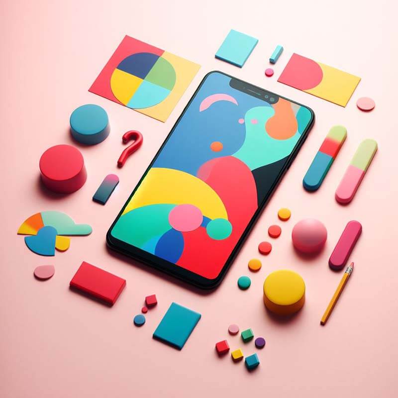 Colorful Smart Phone with Shapes